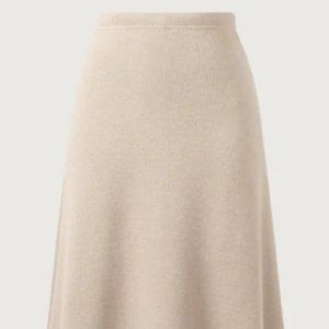 Women's Mango A Line Knitted Midi Skirt in Cream Size XS